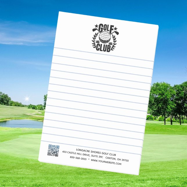 Golfclub-Logo und QR-Code liniert     Notizblock (Von Creator hochgeladen)