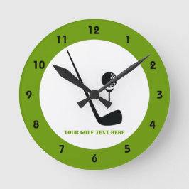 Golfclub und Ball Black, Green Custom Runde Wanduhr