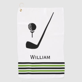 Golfclub und schwarz-grüne Bälle Golfhandtuch