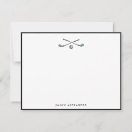 Golfclubs und Ball Black Border Mitteilungskarte