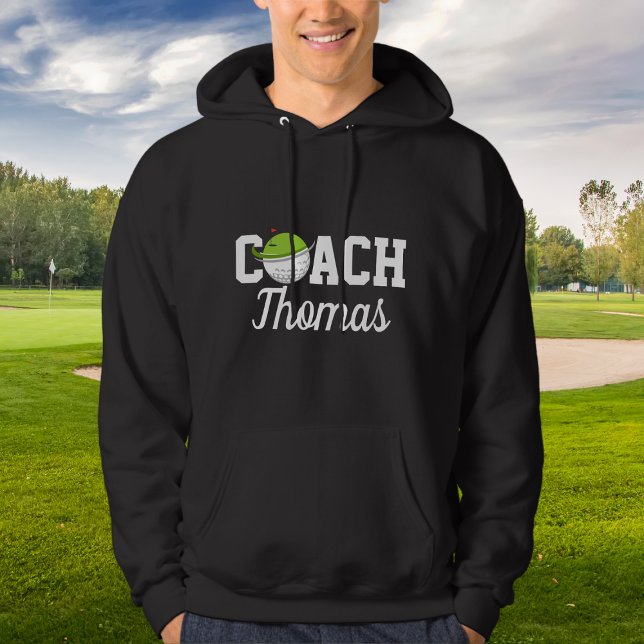 Golfcoach Golfer Ball Typografie Personalisiert Hoodie (Von Creator hochgeladen)