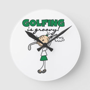 Golfen ist Groovy Runde Wanduhr
