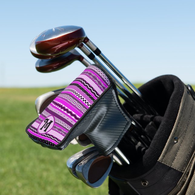 Golfen Lila Streifen Personalisiert Mit Monogramm Golf Headcover (In Situ)