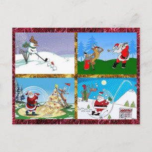 Golfen Santas auf einer Postkarte
