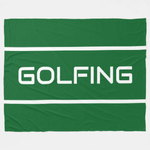 GOLFEN Schlanke weiße Textstreifen auf Tiefgrün Fleecedecke