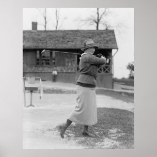 Golfen von Frauen, 1920er Poster