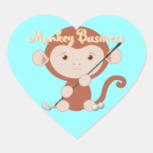 Golfend Monkey Heart Stickers