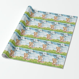 Golfer 1. Geburtstag Wasserfarbe ein Jahr Birdie Geschenkpapier