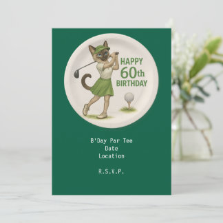 Golfer 60. Geburtstag für Cat Lover Einladung