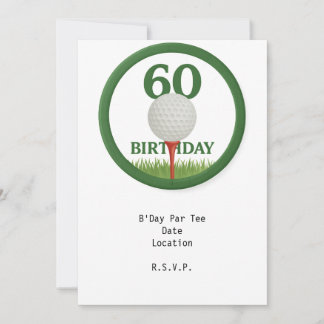 Golfer 60. Geburtstag mit Golfball auf Abschlag Einladung