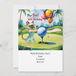 Golfer 60. Geburtstag mit Golfball auf Abschlag Einladung