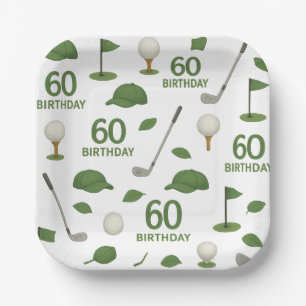 Golfer 60. Geburtstag mit Golfball und Eisen Pappteller