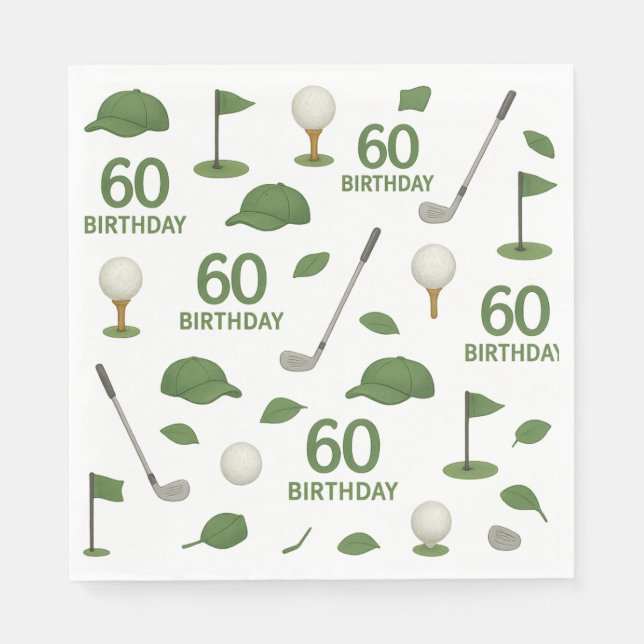 Golfer 60. Geburtstag mit Golfball und Eisen Serviette (Vorderseite)