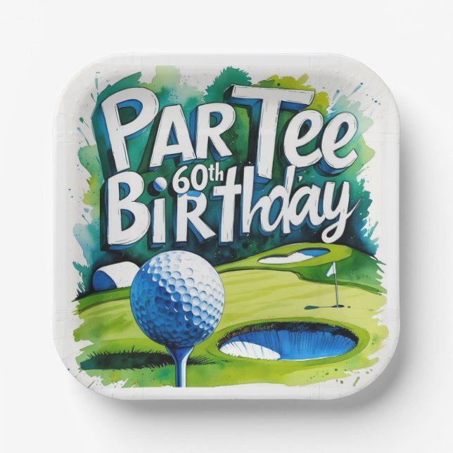 Golfer 60. Geburtstag Pappteller (Vorderseite)