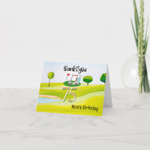 Golfer 75. Geburtstag auf Golfplatz Dankeskarte