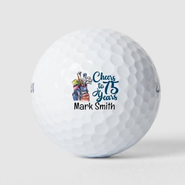 Golfer 75. Geburtstag Golfball (Vorderseite)