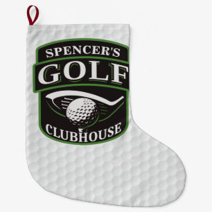 Golfer ADD NAME Player Golf Ball Club Clubhouse Großer Weihnachtsstrumpf