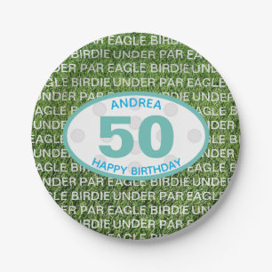 Golfer Adler Birdie Par Green 50. Geburtstag Pappteller