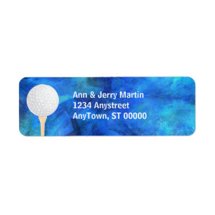 Golfer-Adresse-Label Golf-Ball blau und weiß