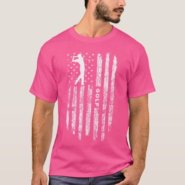 Golfer American USA Flag Golf Golfspielen Lover T-Shirt (Vorderseite)