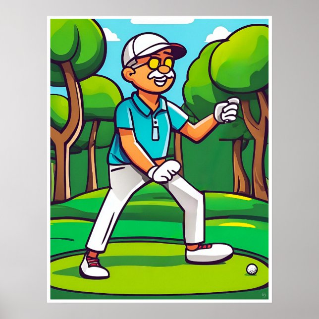Golfer and Found Ball - Golfer Art Print Poster (Vorne)