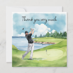 Golfer auf dem Golfplatz Dankeskarte