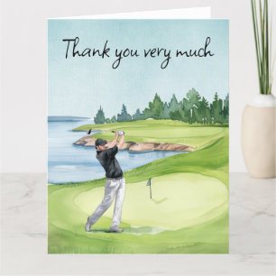Golfer auf dem Golfplatz Dankeskarte