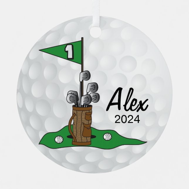 Golfer 🏌️ ‍ ♀️ auf dem Grünen | Golf Ornament Aus Metall (Vorderseite)