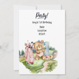 Golfer Baby 1. Geburtstag Save the Date Einladung