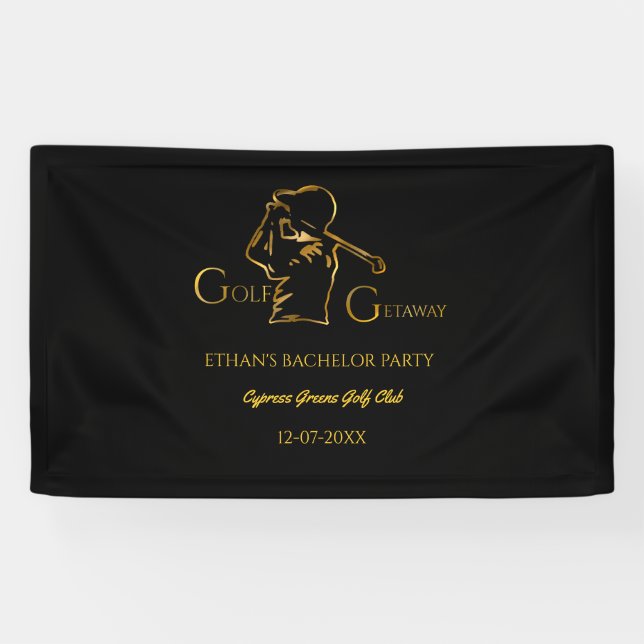 Golfer Bachelor Party Golf Urlaub Luxus Gold Banner (Horizontal)