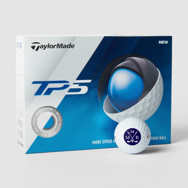 Golfer Ball Blue and White Logo Age and Initials (Verpackung)