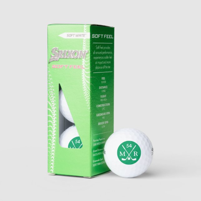 Golfer Balls Grünes Logo Alter und Initialen Golfball (Verpackung)
