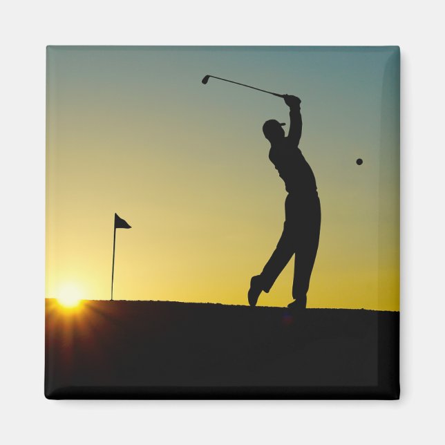 Golfer bei Sonnenuntergang Magnet (Vorne)