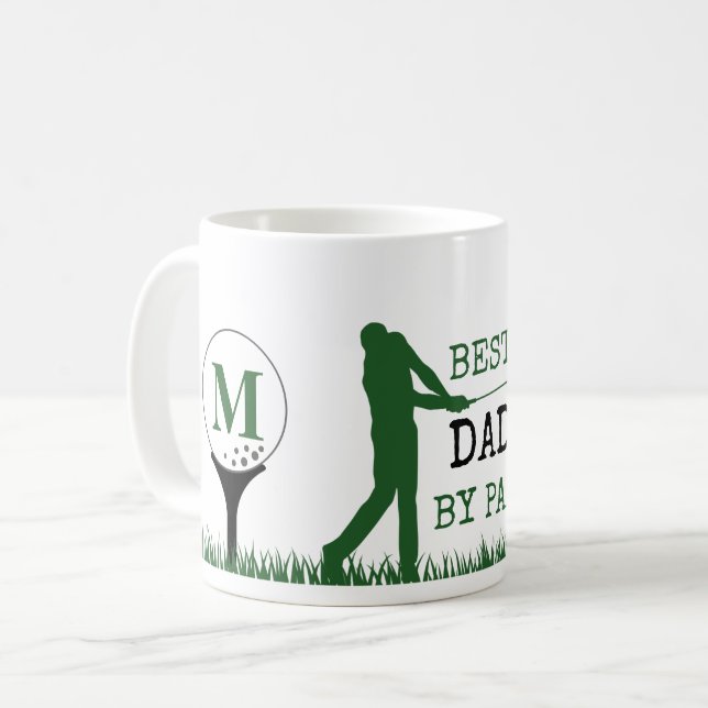 Golfer BEST VATER BY PAR Monogramm Kaffeetasse (Vorderseite Links)