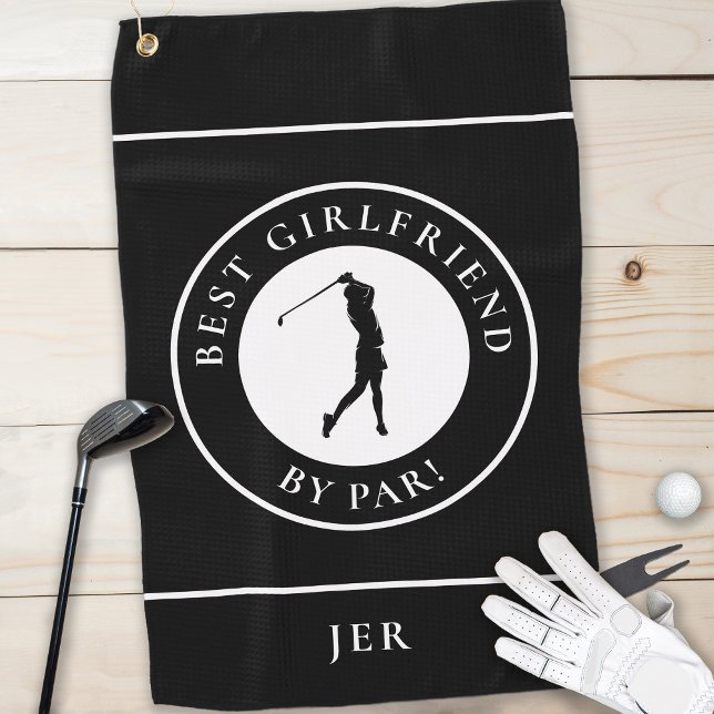 Golfer Beste Freundin von Par Monogram Sport Black Golfhandtuch (Golfer Best Girlfriend By Par Monogram Sport Black Golf Towel Unique Gift for Her)