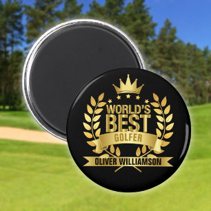 Golfer Black and Gold 5 Sterne Magnet