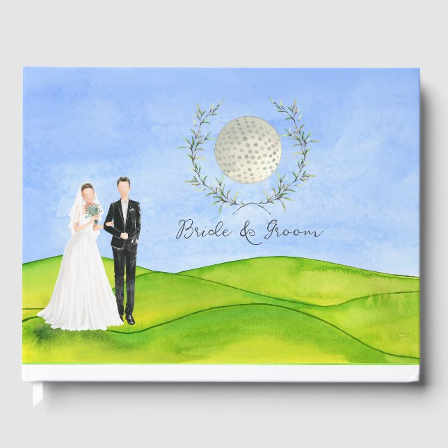 Golfer Braut und Bräutigam für Golfer Hochzeit Gästebuch (Vorderseite)