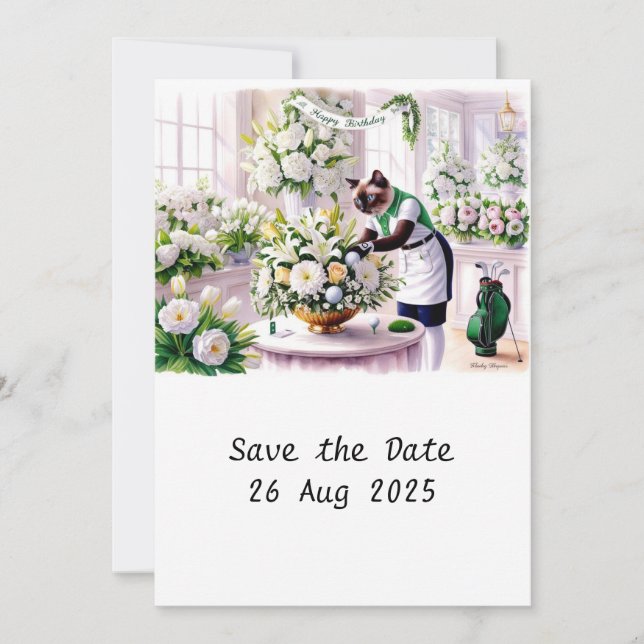 Golfer CAT Geburtstagsparty Einladungskarte Einladung (Vorderseite)