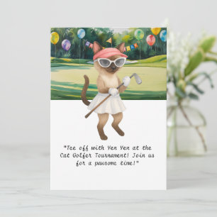 Golfer Cat Geburtstagsturnier Einladung
