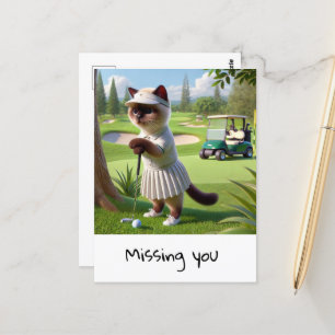 Golfer Cat ist Ihnen Vermisst Postkarte