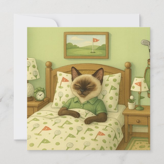 Golfer Cat schläft im golfmodisch gestalteten Schl (Vorderseite)