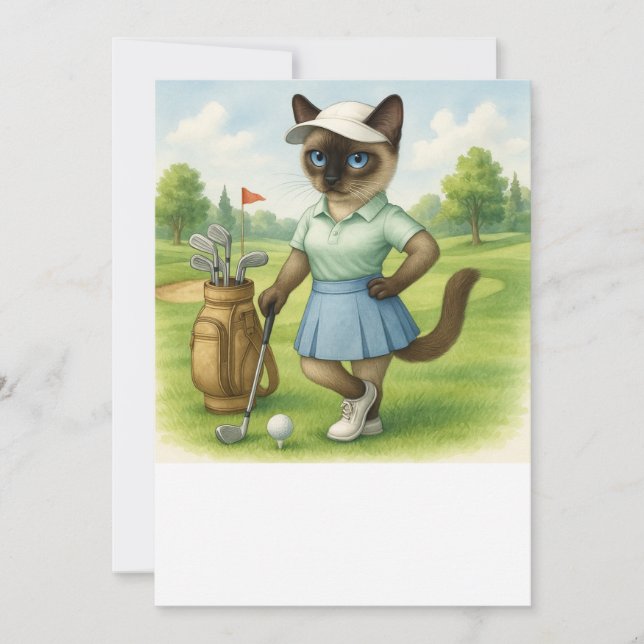 Golfer Cat Turnier Einladung (Vorderseite)