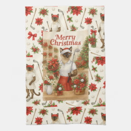 Golfer Cat Weibliche Weihnachten Thema für Tierlie Geschirrtuch