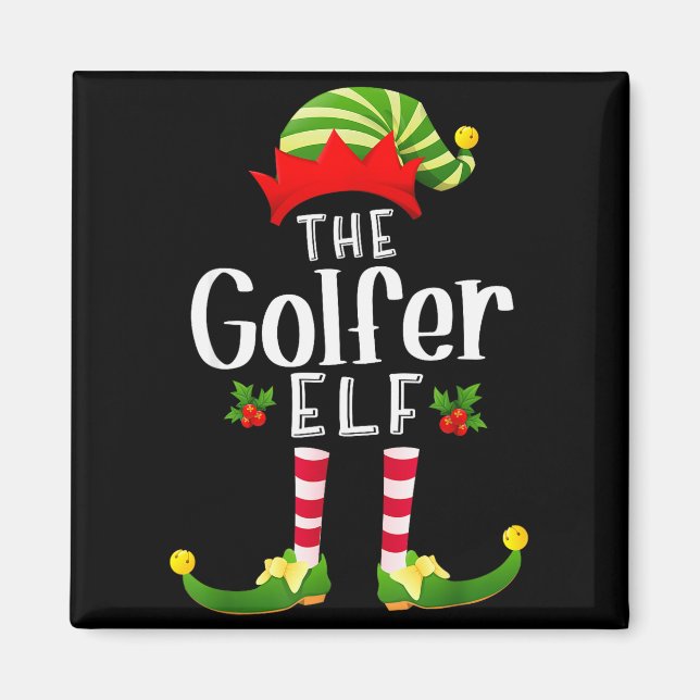 Golfer Christmas Elf Matching Pajama X-mas Party  Magnet (Vorne)