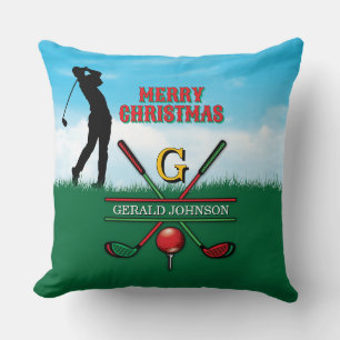 Golfer Customized Christmas Monogram Design Kissen