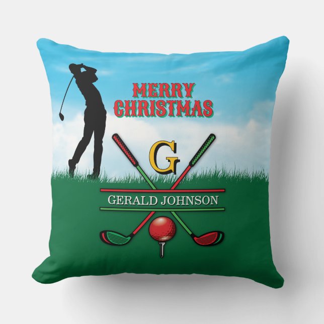 Golfer Customized Christmas Monogram Design Kissen (Vorderseite)