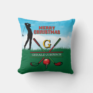 Golfer Customized Christmas Monogram Design Kissen