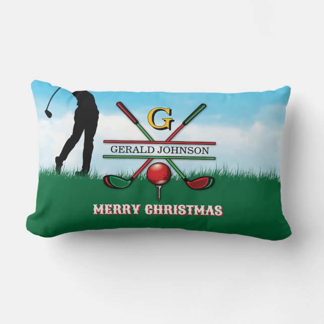 Golfer Customized Christmas Monogram Design Lendenkissen (Vorderseite)
