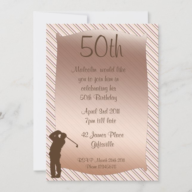 Golfer der 50. Party Einladung (Vorderseite)
