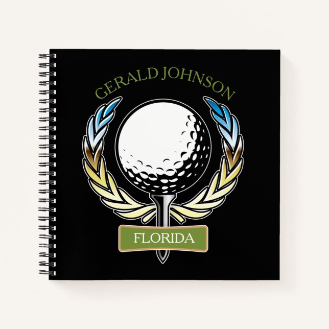 Golfer Design Monogram Golfer Template Note Book Notizbuch (Vorderseite)